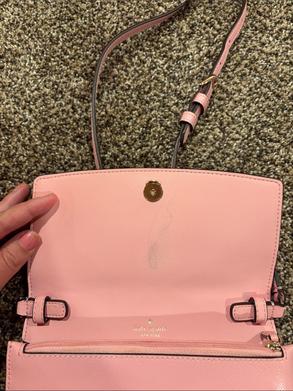 kate spade Pink Saffiano Leather Flap Crossbody - Picture 3 of 7
